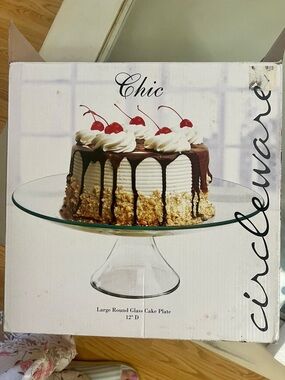 Circleware Large 12” D Round Glass Cake Plate